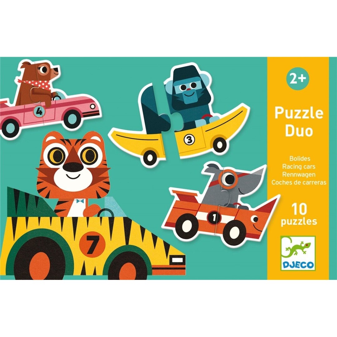 Educativos Puzzle dúo Coches de carreras (Djeco) 1