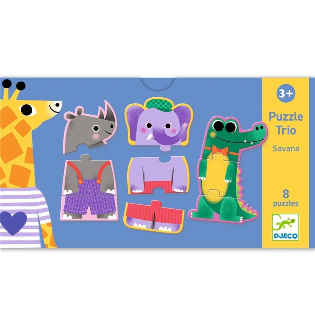 Educativos Puzzle dúo Trio Savana (Djeco) 1