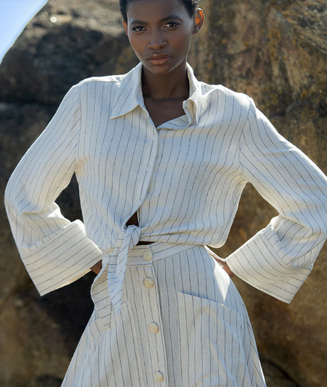 CAMISA RAYAS LINO ARENA 1