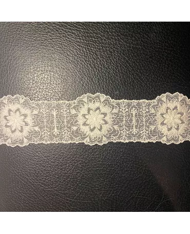 PUNTILLA Bordado con Hilo Flor Grande Blanco Antiguo 50mm 1