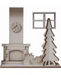 Madera Soporte ESCENA NAVIDEÑA CON ÁRBOL 24x24cm 1