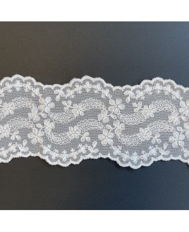 PUNTILLA BORDADO ONDAS Hojas-Cenefas-Flores Marfil 105mm 1