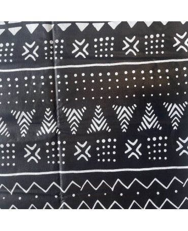 TELA AFRICANA WAX Tribal Blanco-Negro 40x110cm 1