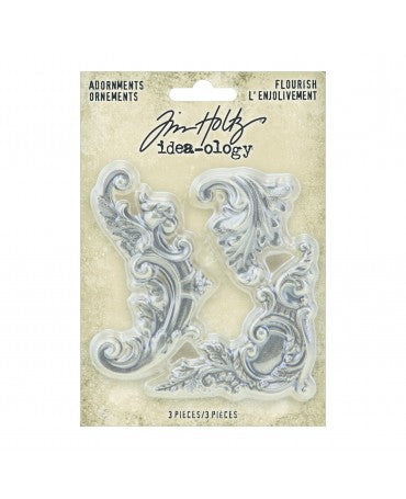 Tim Holtz Idea-ology Adornos Flourish 3pc 1