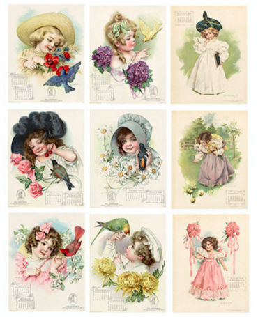 Stickers niñas vintage 9 ud 2