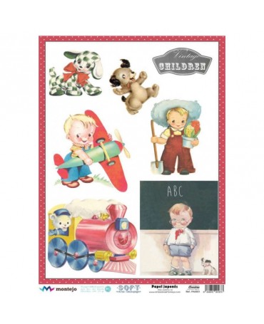 Papel Arroz Seda JAPONÉS A3 Niños Vintage 1