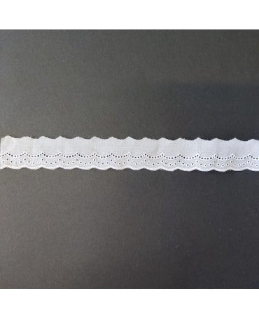PUNTILLA ALGODÓN BORDADO Arcos y puntos Blanca 25mm 1