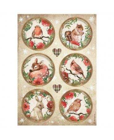 Papel arroz Stamperia A4 Romantic Home for the holidays circulos 1