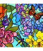 Tela QT Fabrics Stained Glass Garden Stained Glass Floral Multi 28265-X 1