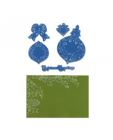 TROQUEL SIZZIX thinlits + carpeta emboss Pinecone & Ornament Set 1