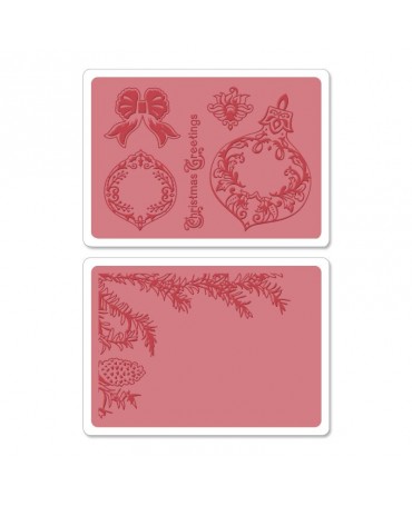 TROQUEL SIZZIX thinlits + carpeta emboss Pinecone & Ornament Set 2