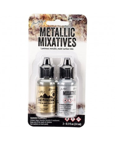 TINTA ALCOHOL INK RANGER METALLIC KIT 2ud Mixatives Gold & Silver 1