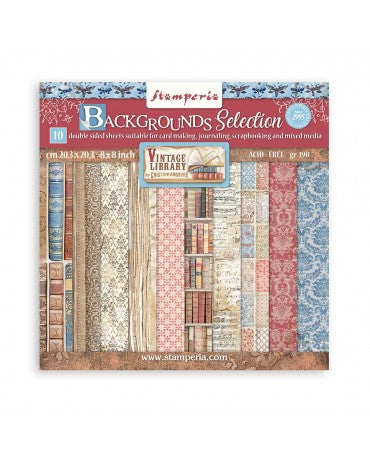 COLECCIÓN 20X20 STAMPERIA VINTAGE LIBRARY Backgrounds 1