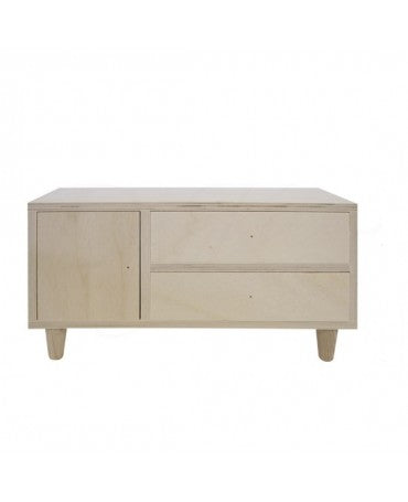 Madera Caja CON PATAS 2 CAJONES Y UNA PUERTA 30×15,5×10,6 cm 1