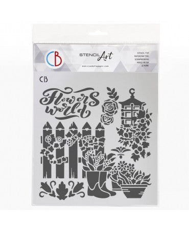 Stencil CIAO BELLA FARMHOUSE GARDEN Backyard 20x20cm 1