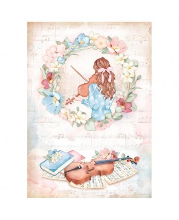 Papel arroz Stamperia A4 OH LA LA Violin 1