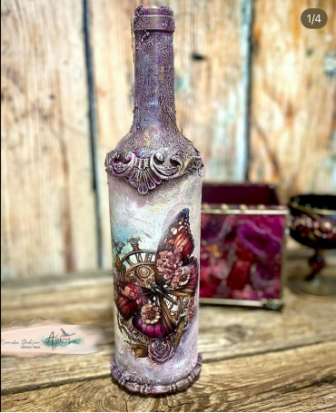 Papel arroz Alchemy of art STEAMPUNK mariposa morada 2