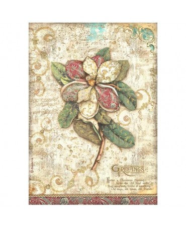 Papel arroz Stamperia A4 Christmas Greetings flor 1