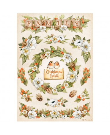 Papel arroz Stamperia A4 Winter Valley Family Garlands 1
