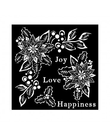 STENCIL Stamperia 18x18cm Christmas Joy, Love, Happiness 1