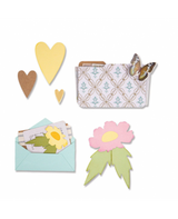 TROQUEL SIZZIX thinlits Set Envelope Folder & Flowers Set 1