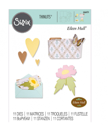 TROQUEL SIZZIX thinlits Set Envelope Folder & Flowers Set 2