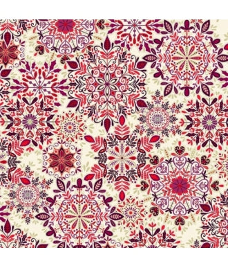 Tela Makower Enchanted Snow Crystal Metallic 027_R Red 1