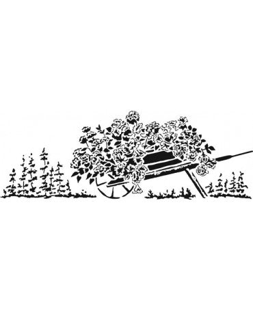 Stencil TCW carretilla floral de 15X42cm 1