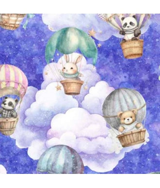 Tela QT On The Places Animals Hot Air Balloons Sky S 30666-L 1