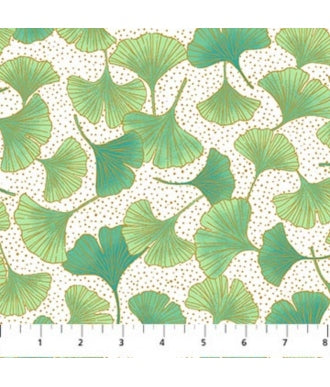 Tela Northcott Metallic Shimmer Ginkgo Garden 26854M-10 1