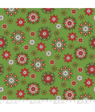 Tela Henry Glass Fabrics Scandinavian Holiday 3452-66 Green 1