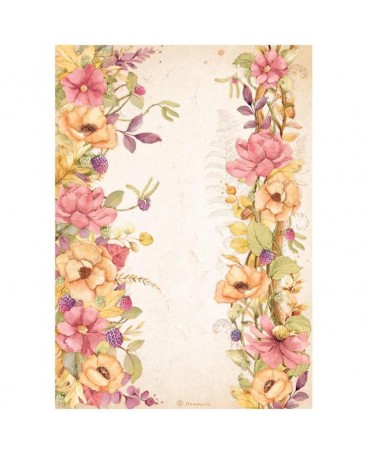 Papel arroz Stamperia A4 WOODLAND FLORAL BORDERS 1
