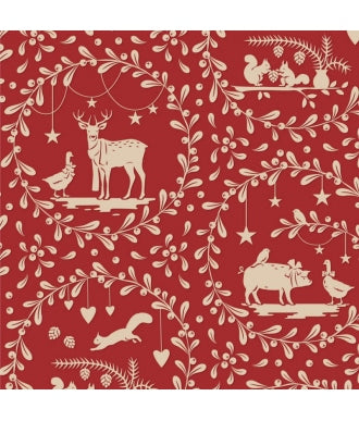 Tela Tilda Merry Little Christmas 100625 Paperscenes Burgundy 1