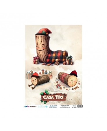 Papel Arroz Seda JAPONÉS SOFT A3 NAVIDAD CAGA TIO 1