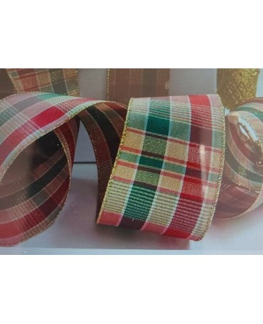 CINTA LAZO NAVIDAD TARTÁN A CUADROS 1M/65MM 1