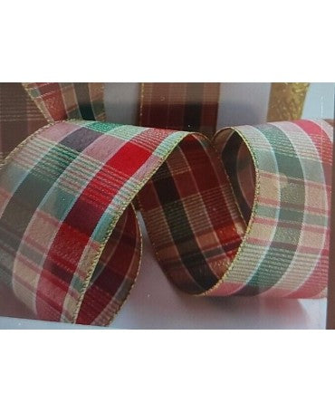 CINTA LAZO NAVIDAD TARTÁN A CUADROS 1M/65MM 2