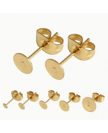 Pendientes tipo clavo 6mm 50pcs Dorado 1