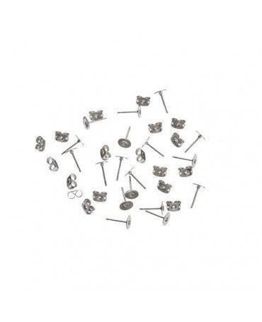 Pendientes tipo clavo 6mm 50pcs Plata 1