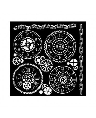 STENCIL STAMPERIA VOYAGES FANTASTIQUES GEARS 18x18 cm 1