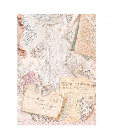 Papel arroz Stamperia A4 ROMANCE FOREVER LETTERS 1