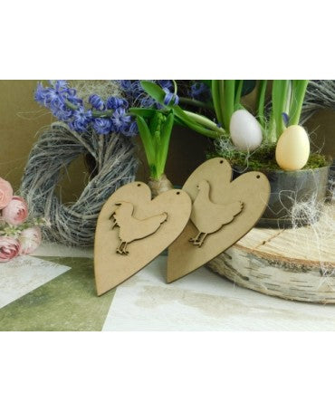 Madera CORAZÓN GALLINA Y GALLO 1