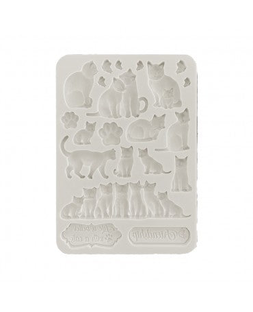 Molde STAMPERIA silicona A5 Orchids and Cats gatos 1
