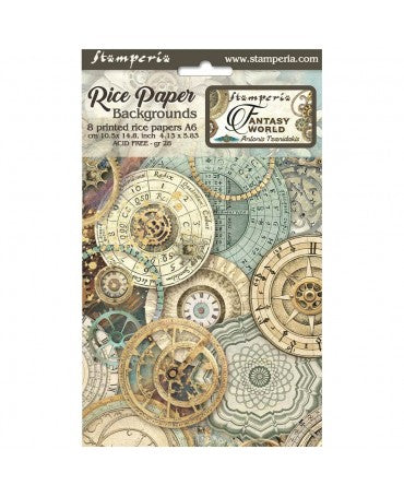 Papel arroz Stamperia A6 Sir Vagabond in Fantasy World backgrounds (8UD) 1