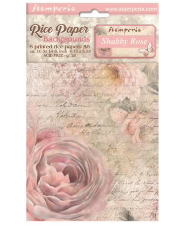 Papel arroz Stamperia A6 Shabby Rose backgrounds (8UD) 1
