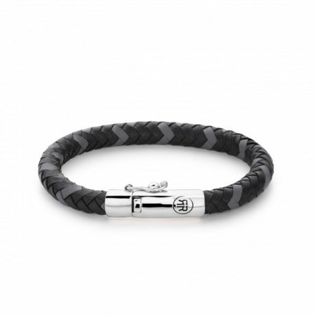 Pulsera hombre braided round black-grey t-m (19,5cm) rebel&rose 1