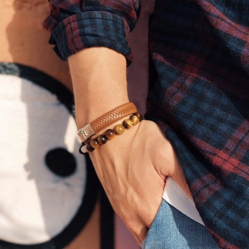 Pulsera hombre braided oval handsome in khaki t-m (19,5cm) rebel&rose 2