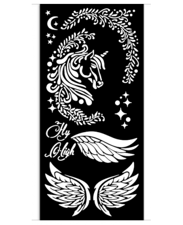 STENCIL Stamperia 12x25cm Wonderland unicornio 1