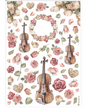 Papel arroz Stamperia A4 Violines y Rosas 1