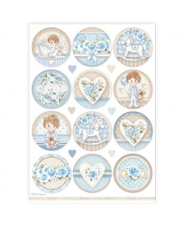 Papel arroz Stamperia A4 BABY BOY RONDAS 1