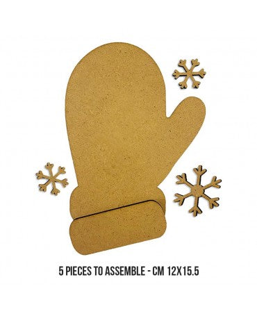 Madera Silueta DM stamperia Guantes y copos de nieve 2